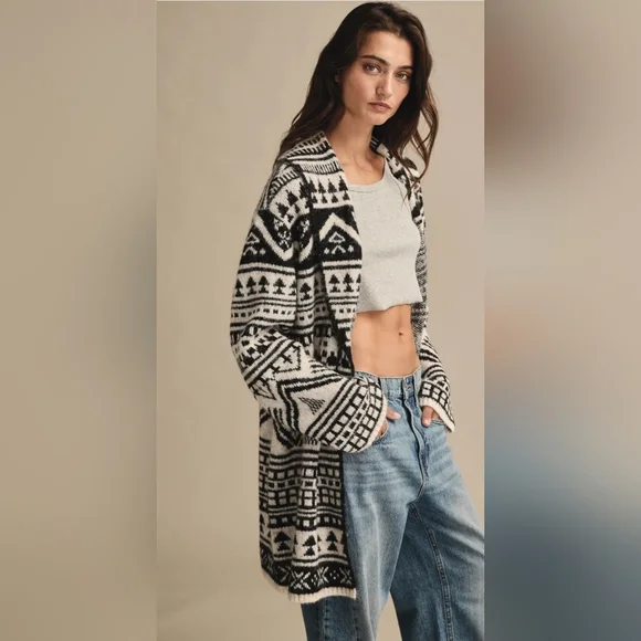 Lucky Brand Aztec Wool Fairisle Shawl Cardigan NWT XS S, M, L XL - Picture 8 of 10